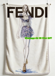 Fendi Purple Feather Dress Fashion Sketch Flannel Throw Blanket IMG_9598